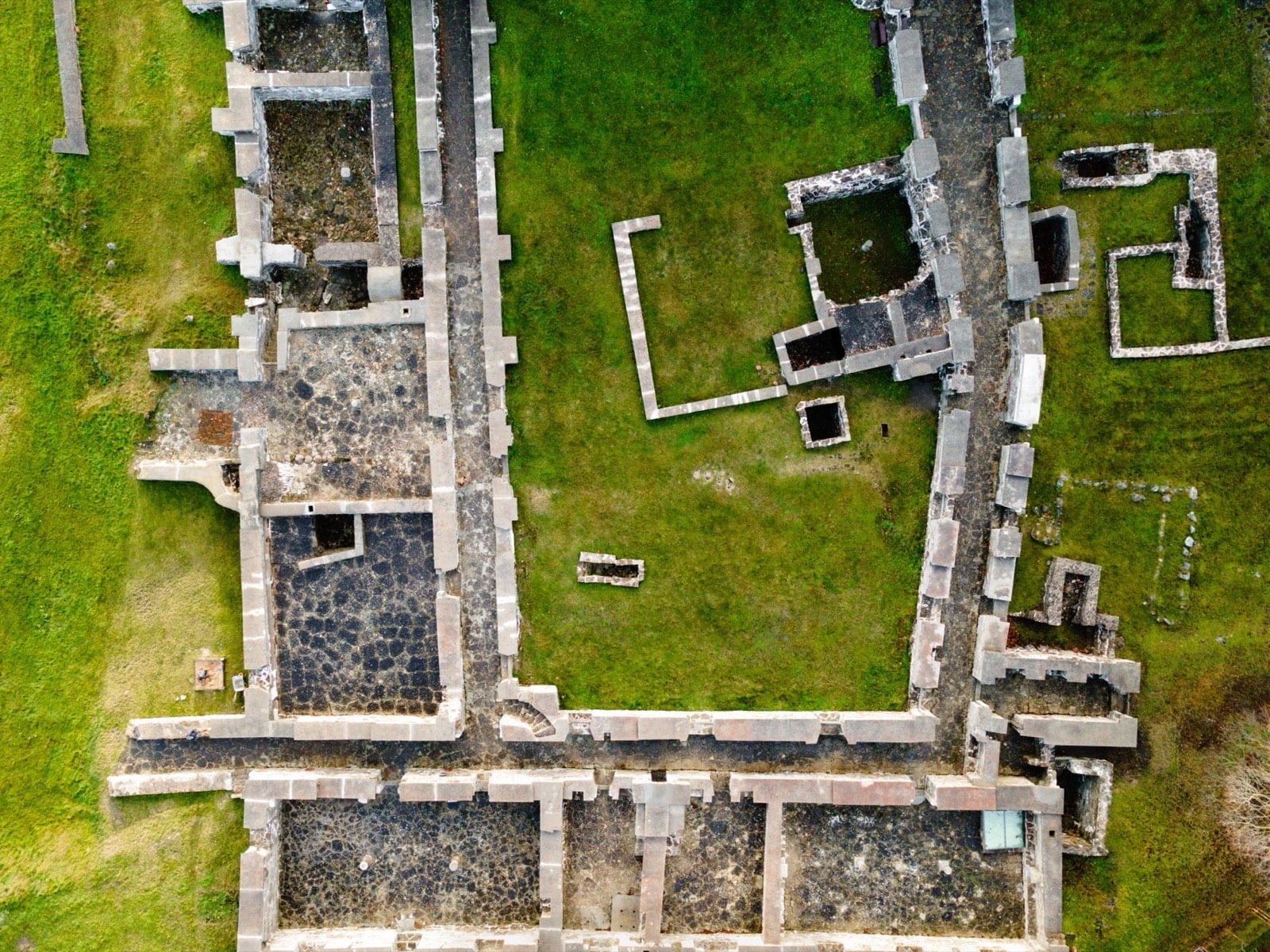 Aerial view of ancient stone ruins