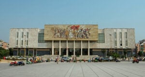 National History Museum in Tirana with the large mosaic The Albanians above its entrance
