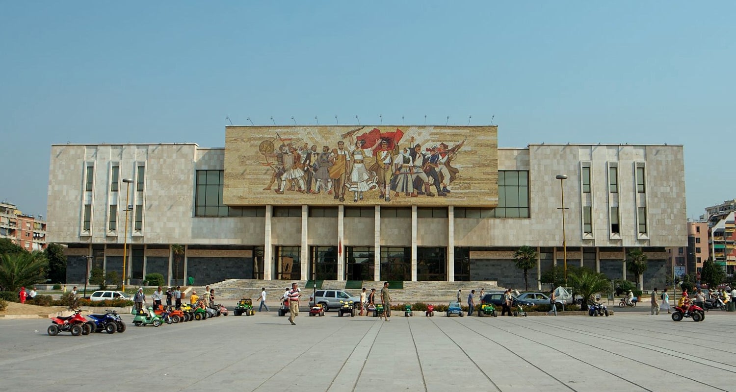 National History Museum in Tirana with the large mosaic The Albanians above its entrance