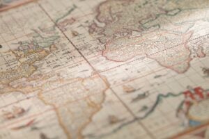 Antique map of Europe showing historical borders
